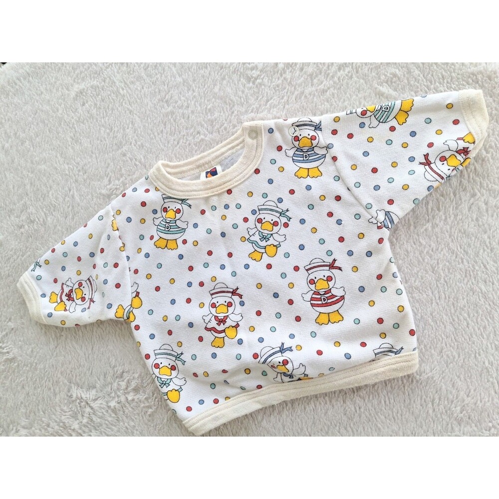 Vintage Carter's Baby Duck Polka Dot Sweatshirt 12M Made USA Retro Heritage